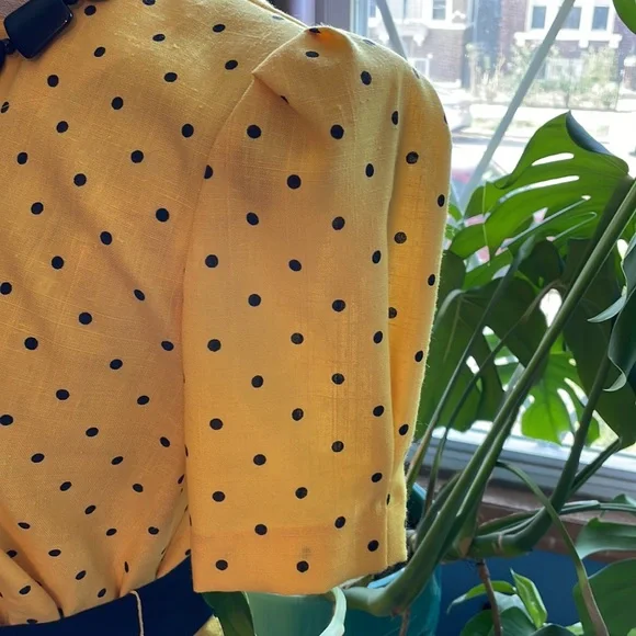 Vintage Damon II yellow dress with black polka dots - Picture 11 of 13